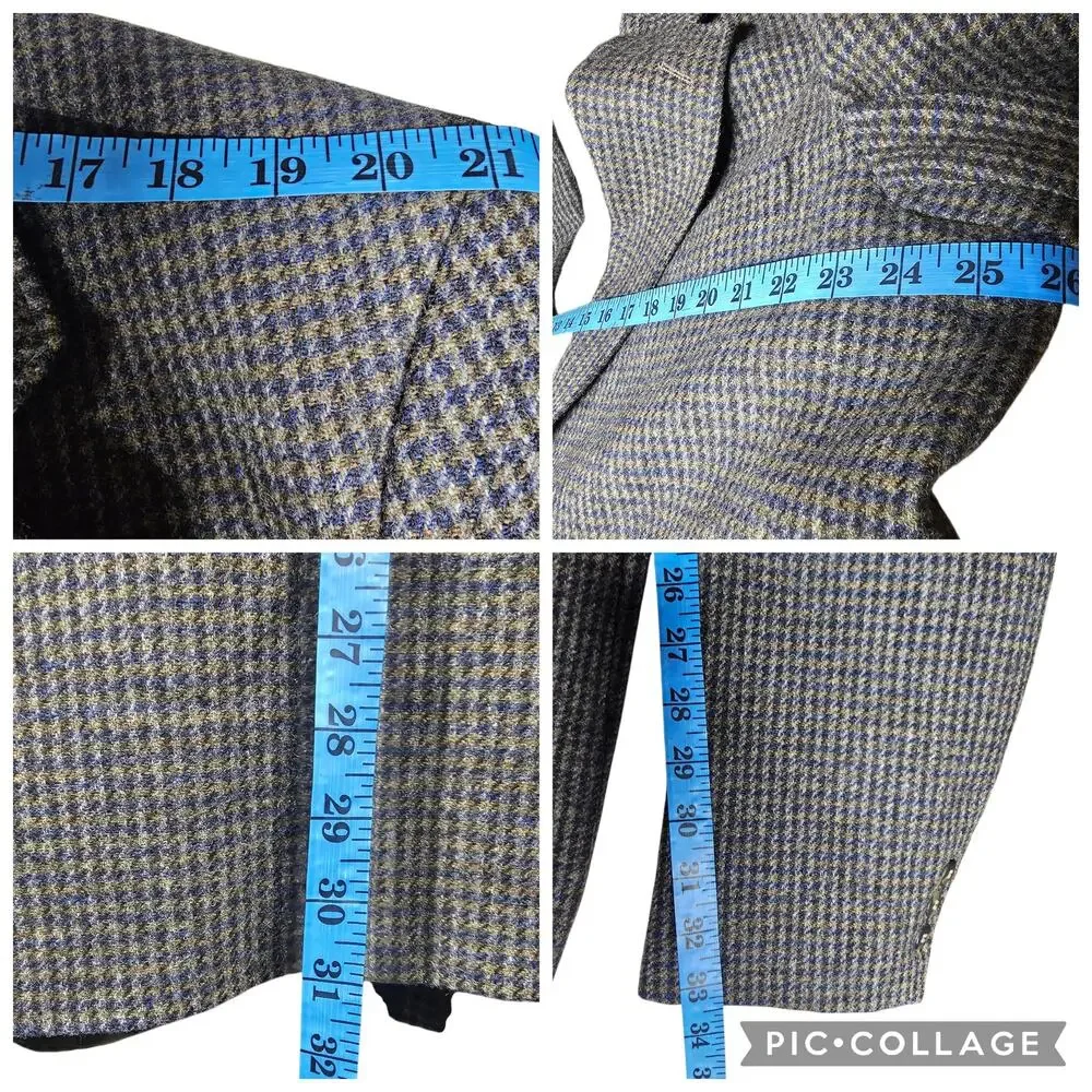Vintage Woolrich Men's Wool Blend Blazer Sport Coat Gray Houndstooth Size L